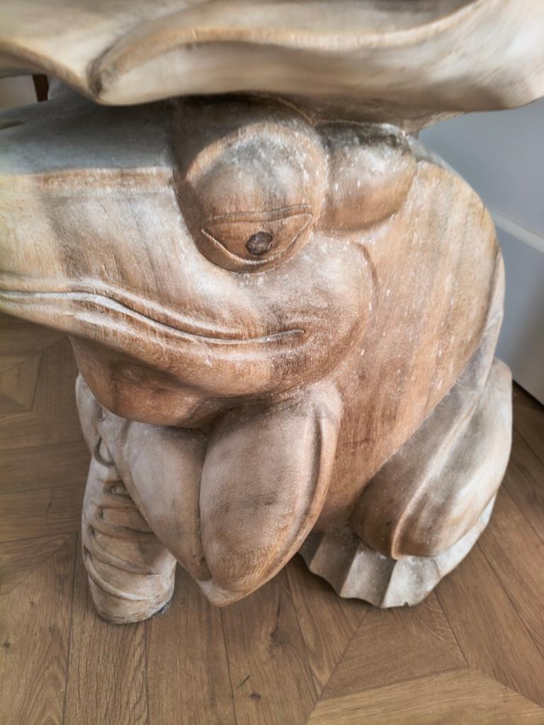 Unieke houten kikkerstoel - Handgesneden Suar hout, Ophalen, Gebruikt, Overige kleuren, Exotisch, Handgemaakt, Uniek