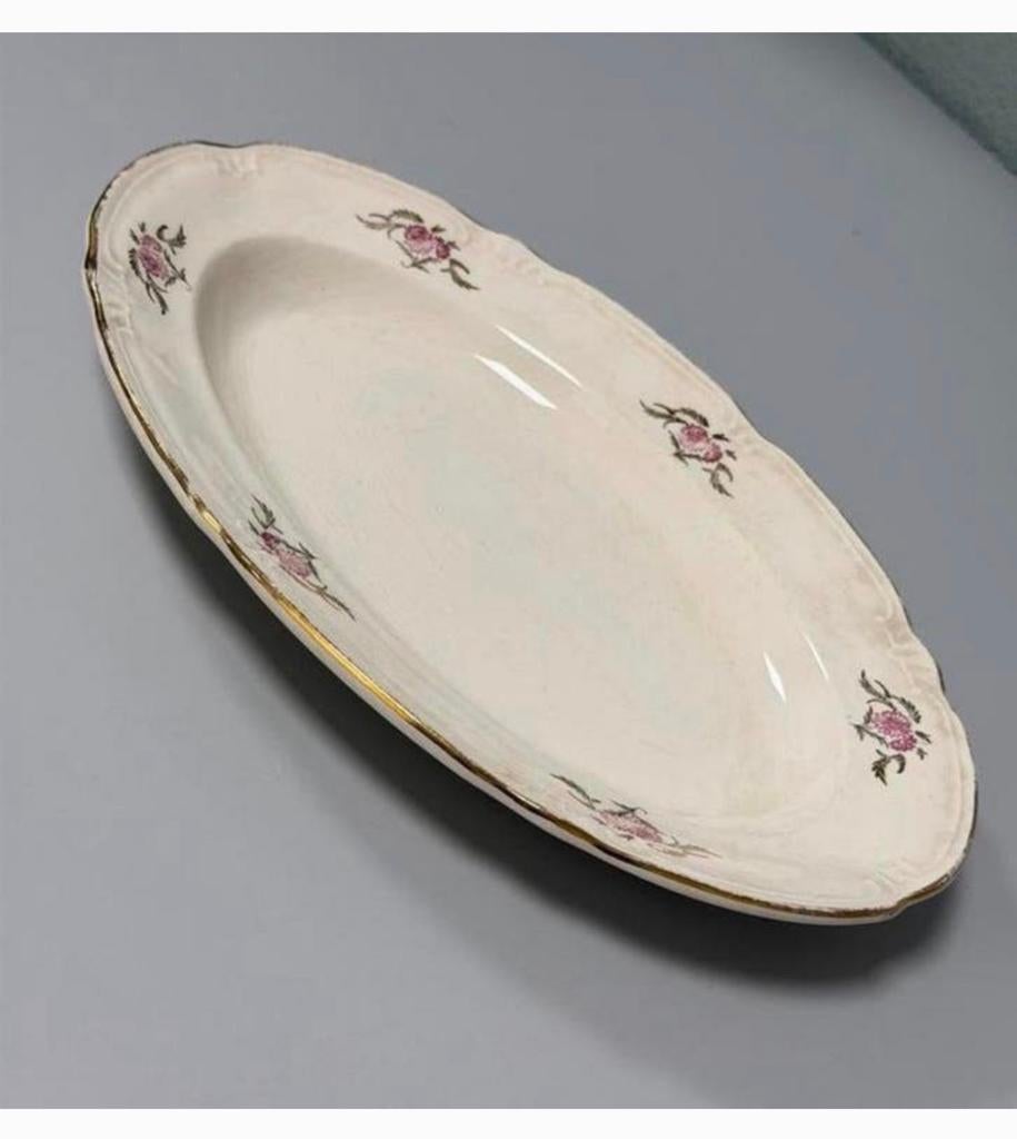 Vintage Ovale Porseleinen Schaal Bord 33x23 cm Bloemenmotief, Antiek en Kunst, Ophalen of Verzenden