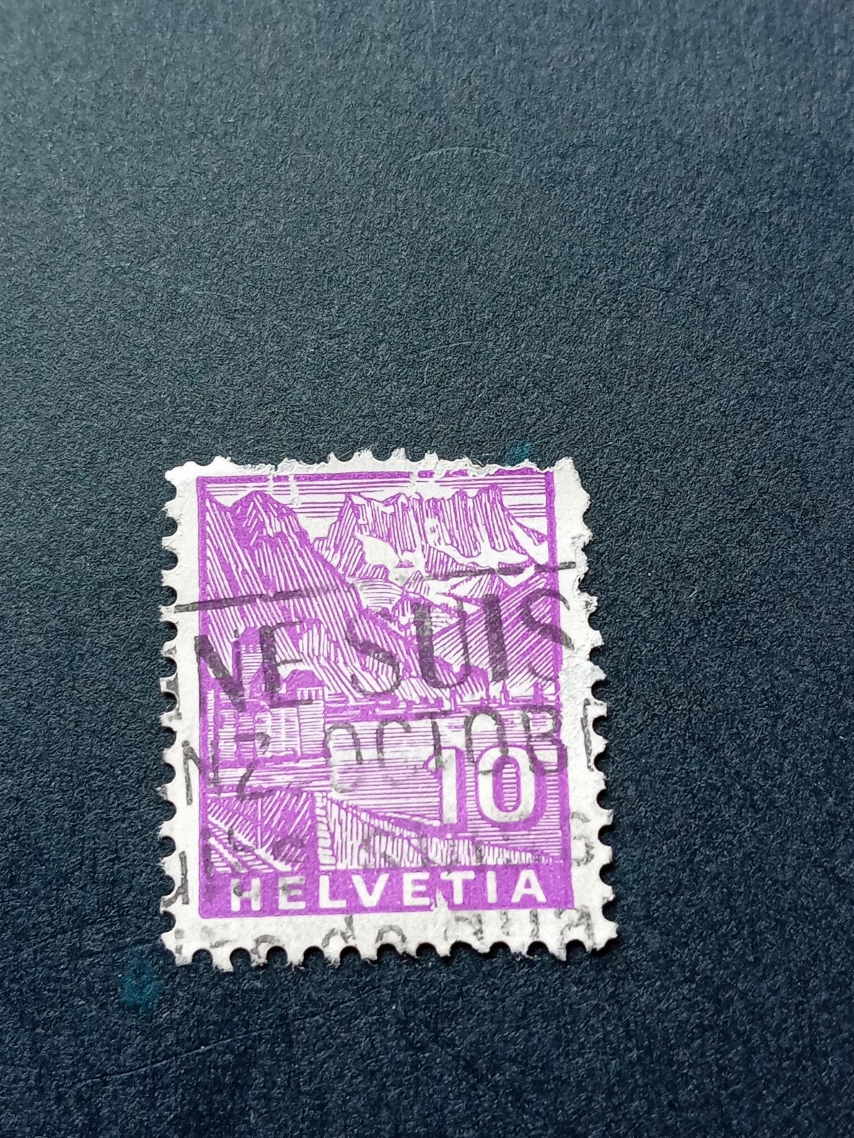 Zeldzame Zwitserse postzegel Helvetia 10 cent, Ophalen of Verzenden, Gestempeld