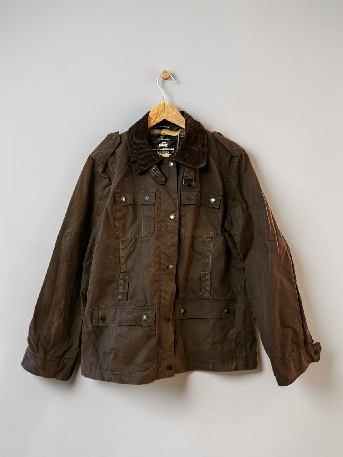 Crane Sports wax jas outdoor bruin rib kraag M medium 40, Ophalen of Verzenden, Zo goed als nieuw, Maat 38/40 (M), Bruin