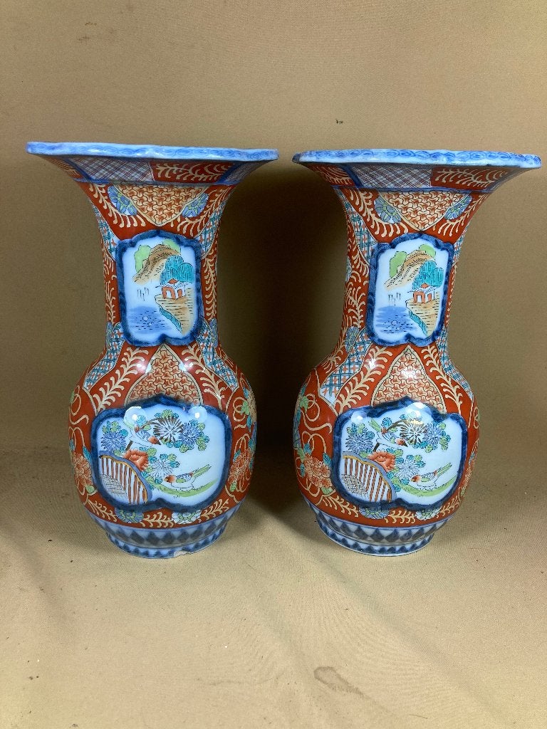 Stel antieke Imari stijl vazen Petrus Regout 1896, Ophalen of Verzenden