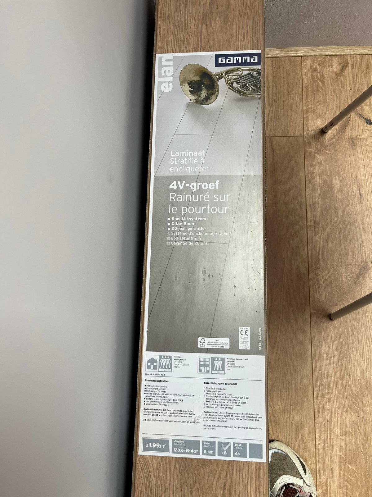Gamma Elan laminaat, Doe-het-zelf en Verbouw, Ophalen, 50 tot 150 cm, Zo goed als nieuw, 10 m² of meer