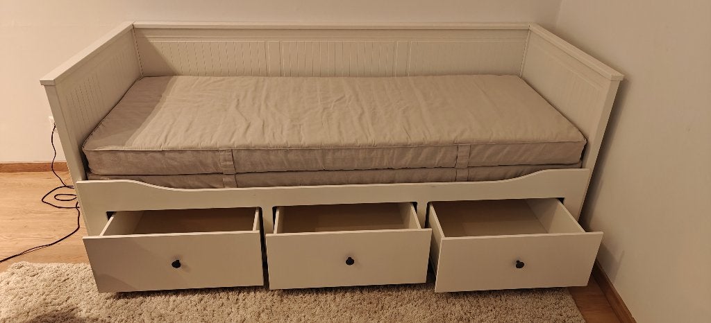 IKEA Hemnes bedbank met 3 lades en matras, Ophalen, Gebruikt, 65 cm of meer, 70 cm of meer