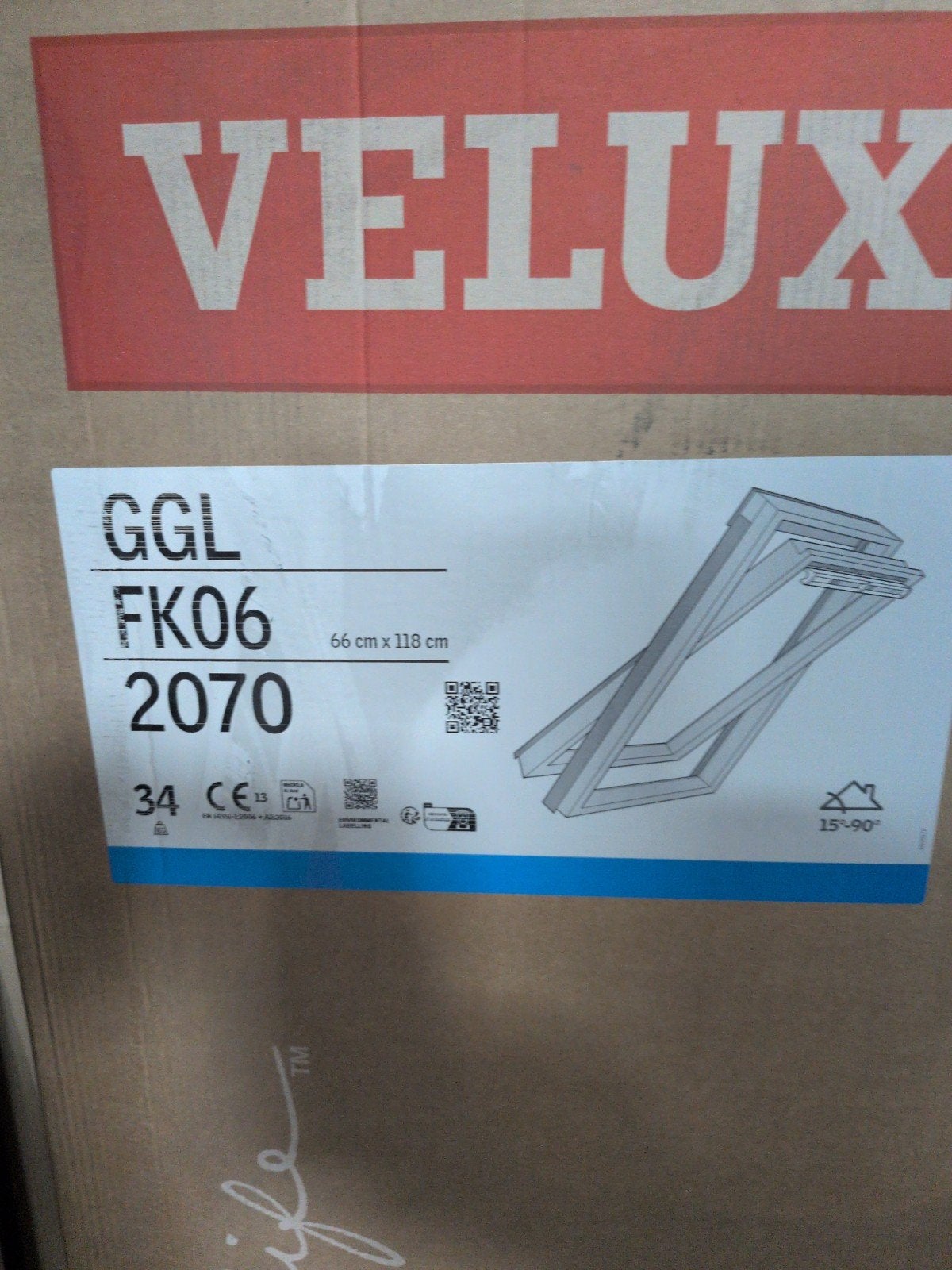 velux ggl FK06 dakraam wit, Ophalen, Minder dan 80 cm, 80 tot 120 cm, Nieuw