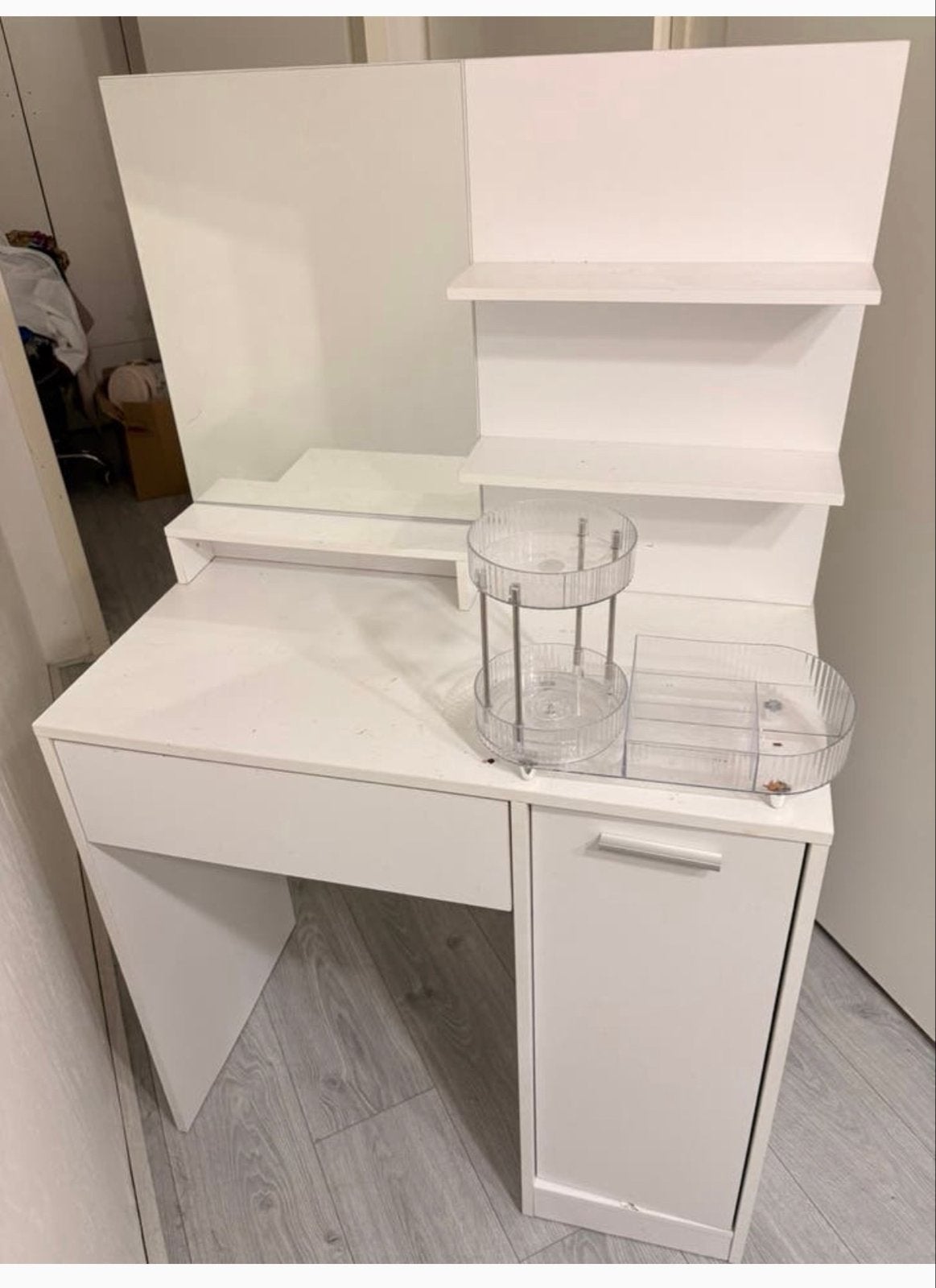 Witte make up tafel met spiegel, Ophalen, Minder dan 50 cm, Gebruikt, Minder dan 100 cm