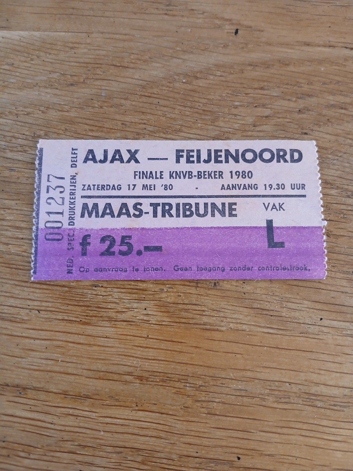 Ticket 79-80 ajax-Feyenoord Bekerfinale, Verzenden, Ajax, Overige typen
