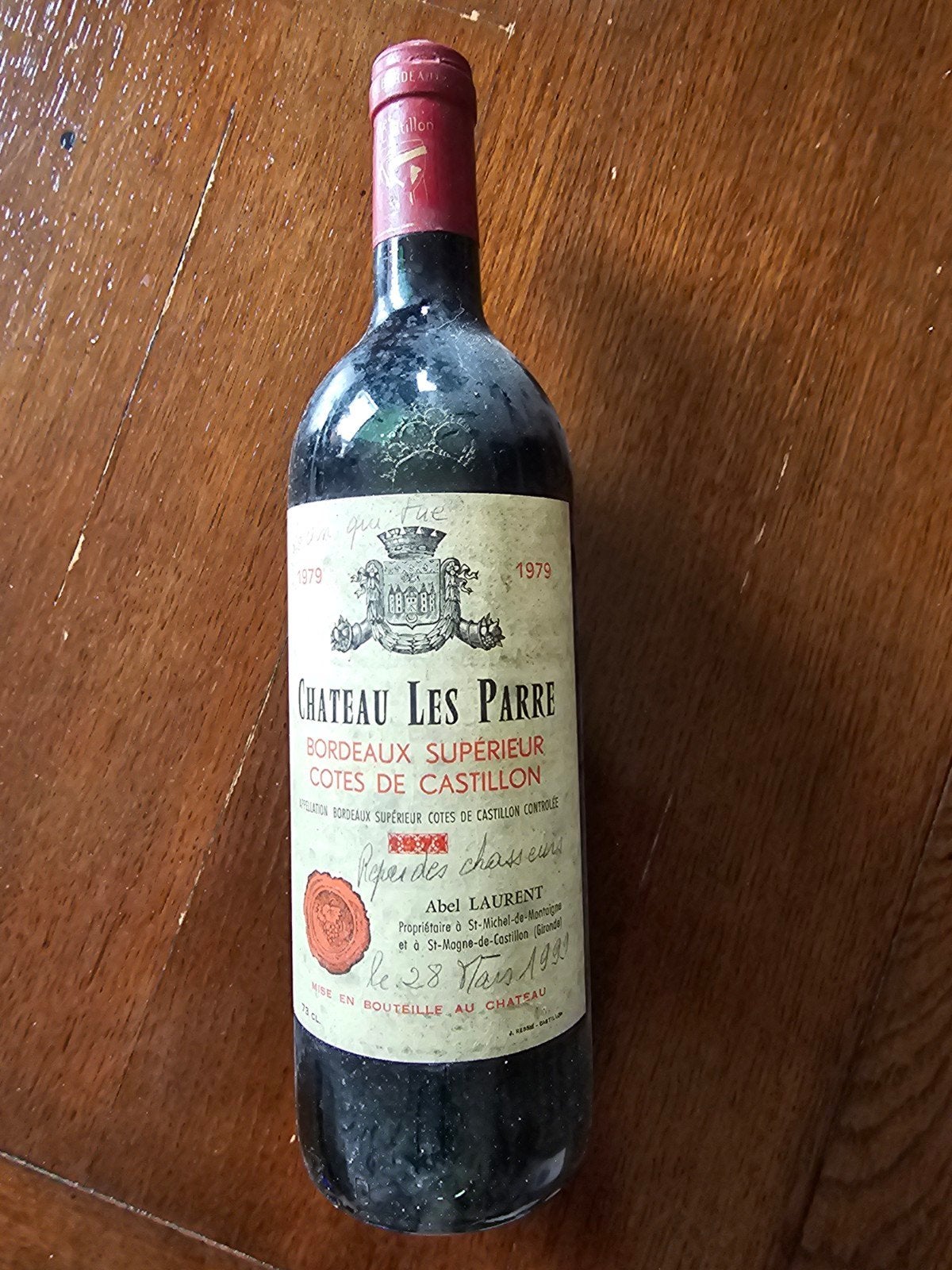 Chateau Les Parre Bordeaux Supérieur 1979, Ophalen of Verzenden, Gebruikt, Frankrijk, Rode wijn