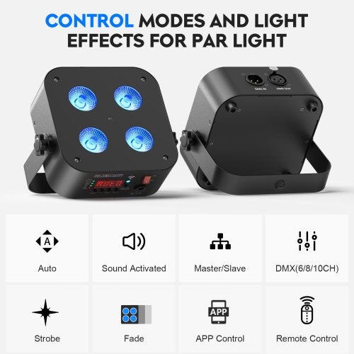 DJLicht 4x18 Accu vierkant ledpar RGBWA UV 72W met app, Geluidgestuurd, ., Nieuw, Ophalen of Verzenden