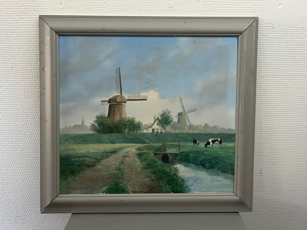 Origineel Schilderij Sietse Wiersma - Hollands Landschap, Ophalen