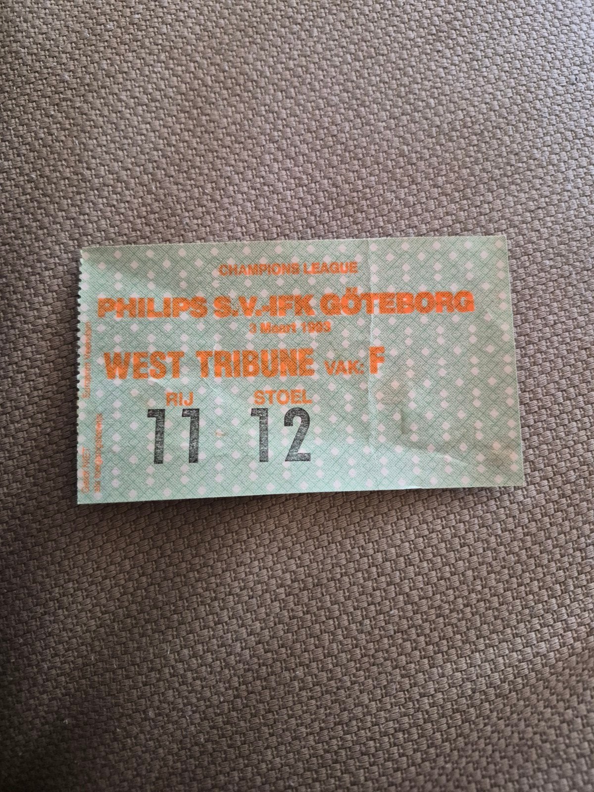 Ticket PSV - FC Goteborg, Ophalen of Verzenden, Gebruikt, PSV, Overige typen