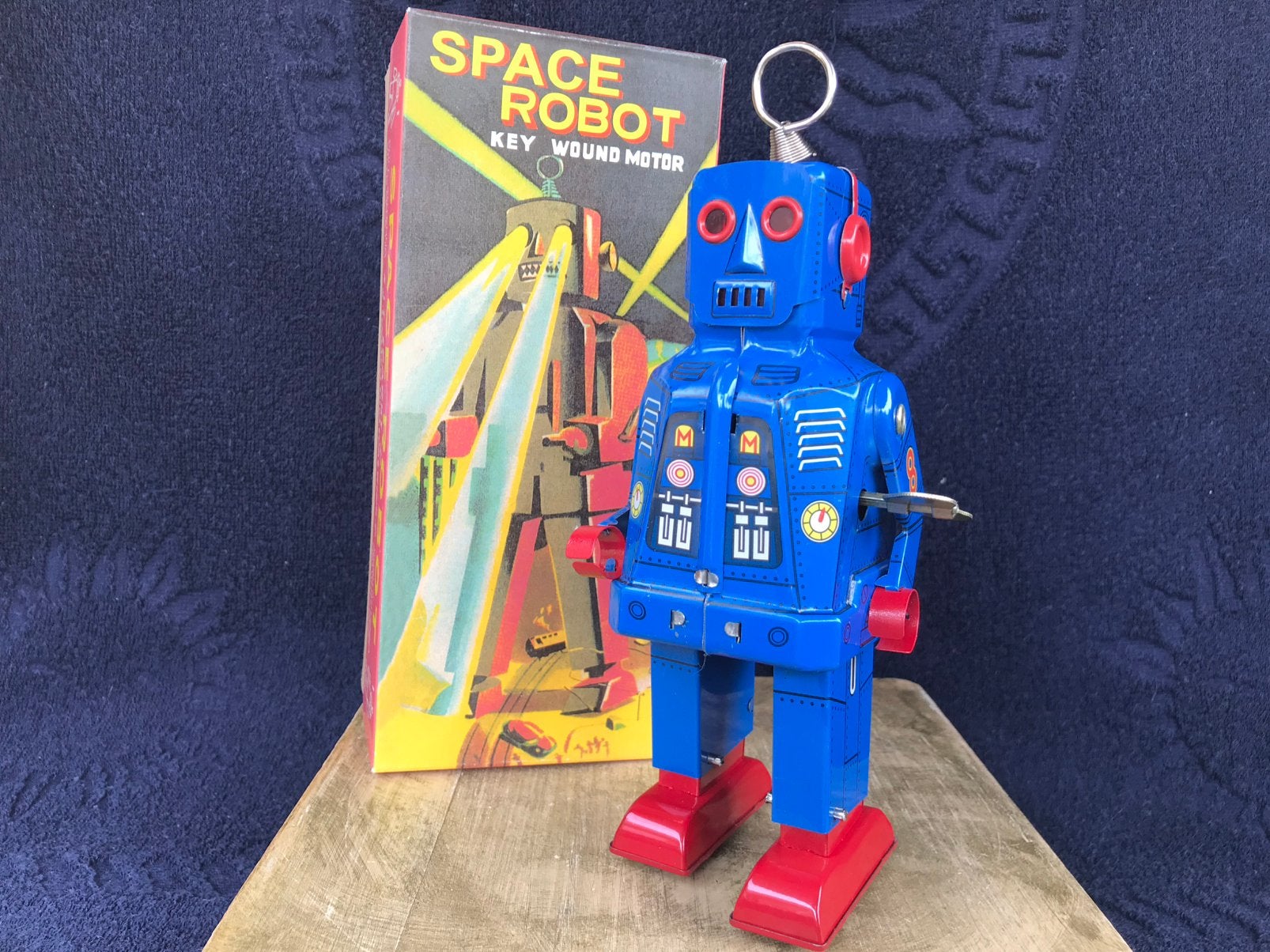 Blikken Space Robot opwindbaar met sleutel in doos., Ophalen of Verzenden