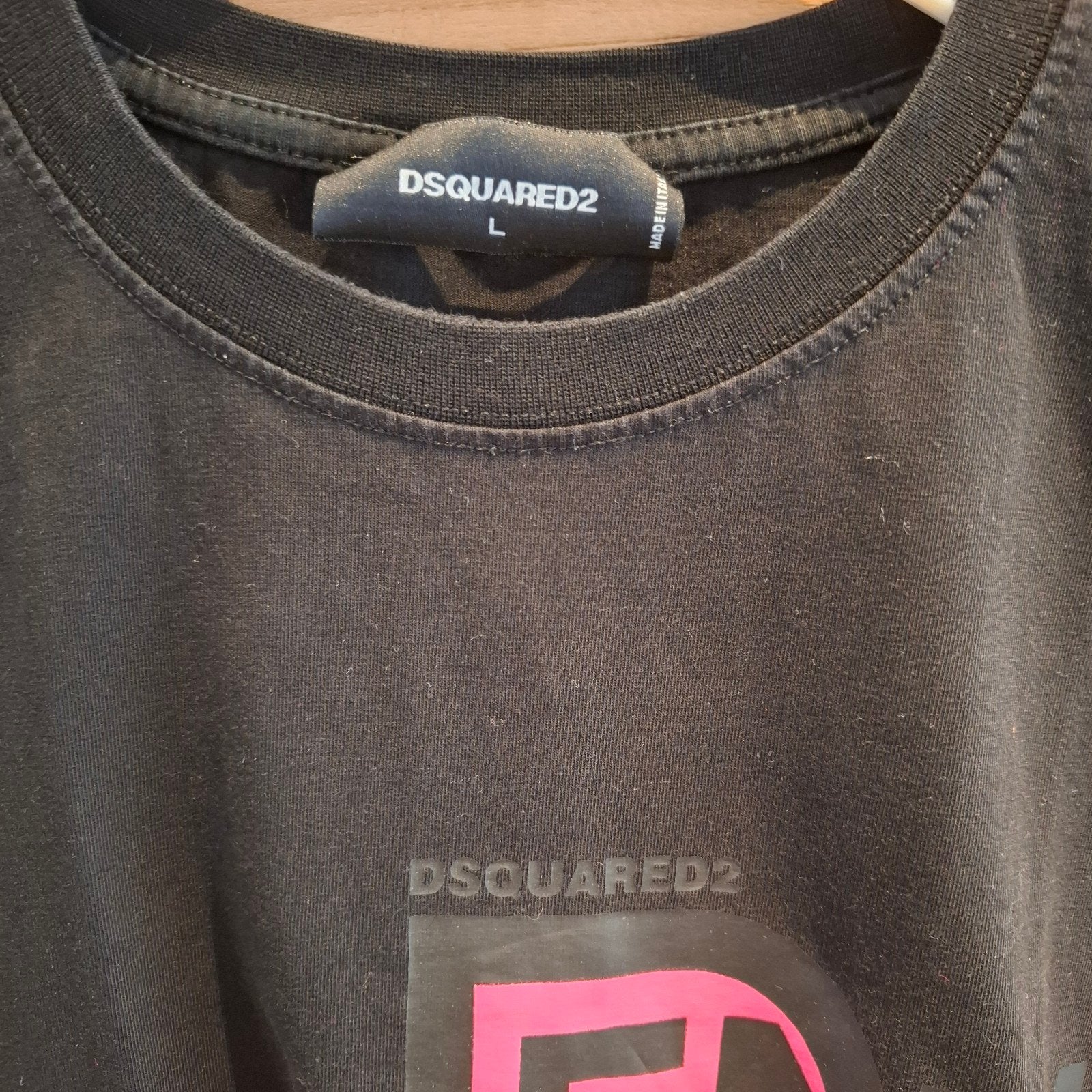 dsquared2 tshirt zwart met opdruk, Ophalen, Maat 52/54 (L), Zwart, Gedragen