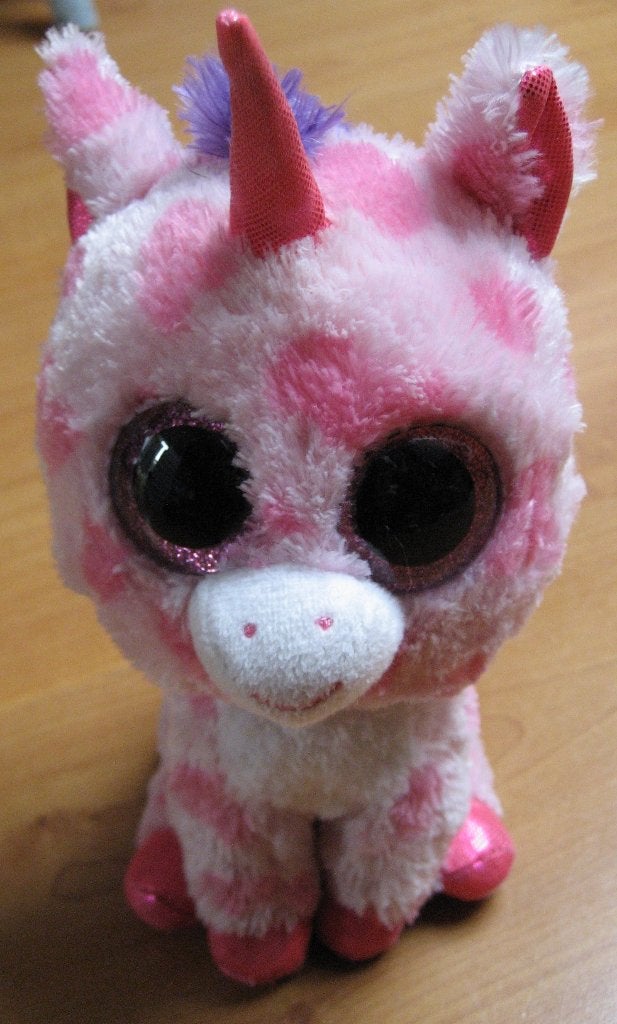 Roze Eenhoorn Knuffel met Grote Glitters Ogen, Eenhoorn, Overige karakters, Ophalen of Verzenden, Zo goed als nieuw