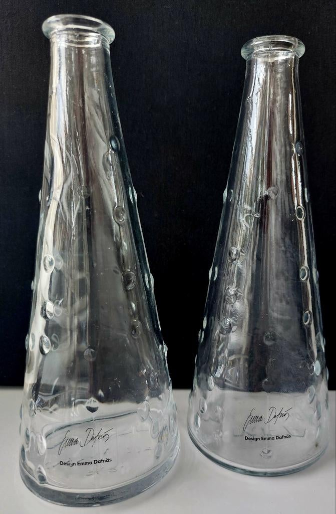 Vintage Ikea vazen – Emma Dafnäs – luchtbellen glas (set 2), Ophalen of Verzenden, Gebruikt, Overige kleuren, Glas