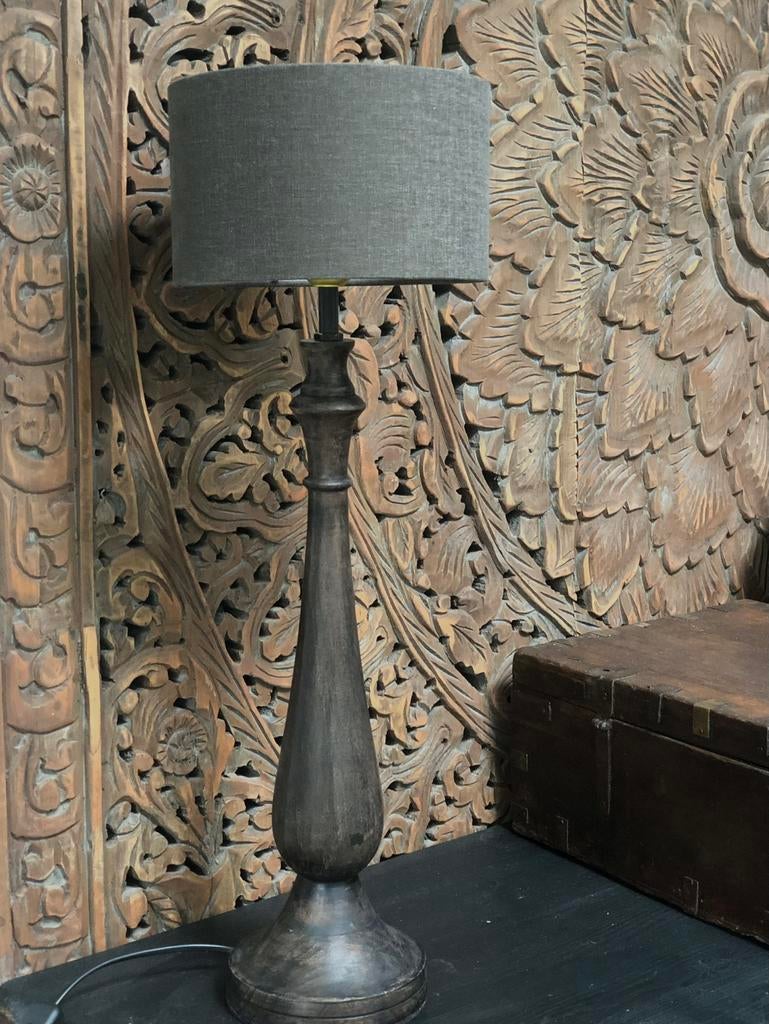 Landelijk houten baluster lampvoet zonder de kap, Ophalen of Verzenden