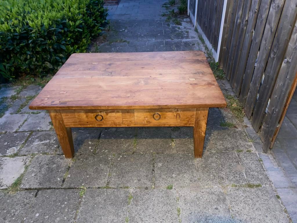 Robuuste Teakhouten Salontafel met Lades, Huis en Inrichting, Tafels | Salontafels, Ophalen, 100 tot 150 cm, Teakhout, 50 tot 100 cm