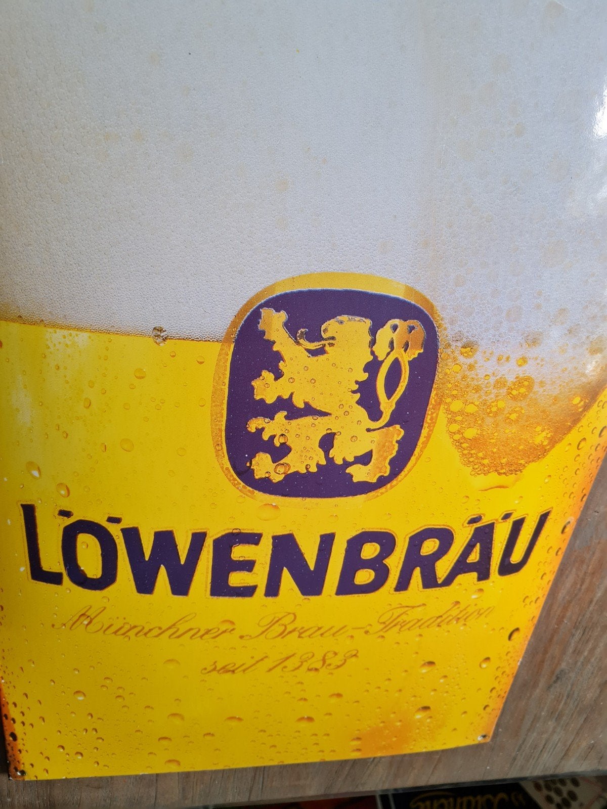 Emaille bord lowenbrau, Ophalen of Verzenden