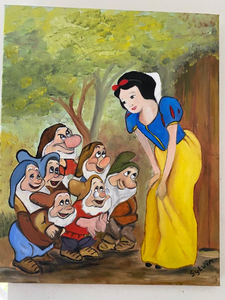 Sneeuwwitje en de Zeven Dwergen Schilderij, Antiek en Kunst, Ophalen of Verzenden