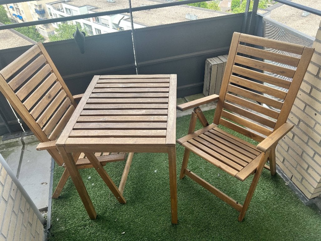 IKEA NÄMMARÖ verstelbare tuinstoelen + bijpassende tuintafel, Ophalen, Gebruikt, Hout, Stoel