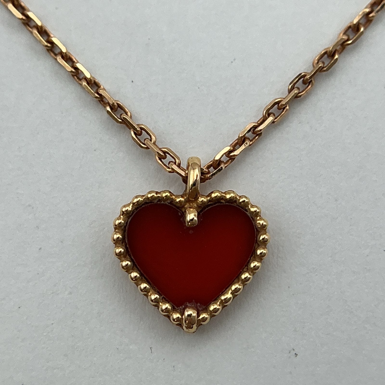VCA Sweet Alhambra Hart Hanger Ketting 18K Geelgoud Carnelia, Ophalen of Verzenden, Zo goed als nieuw, Met edelsteen, Rood