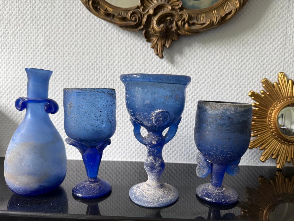 Murano Scavo vaas/kelk, Gebruikt, Blauw, Ophalen of Verzenden, Glas