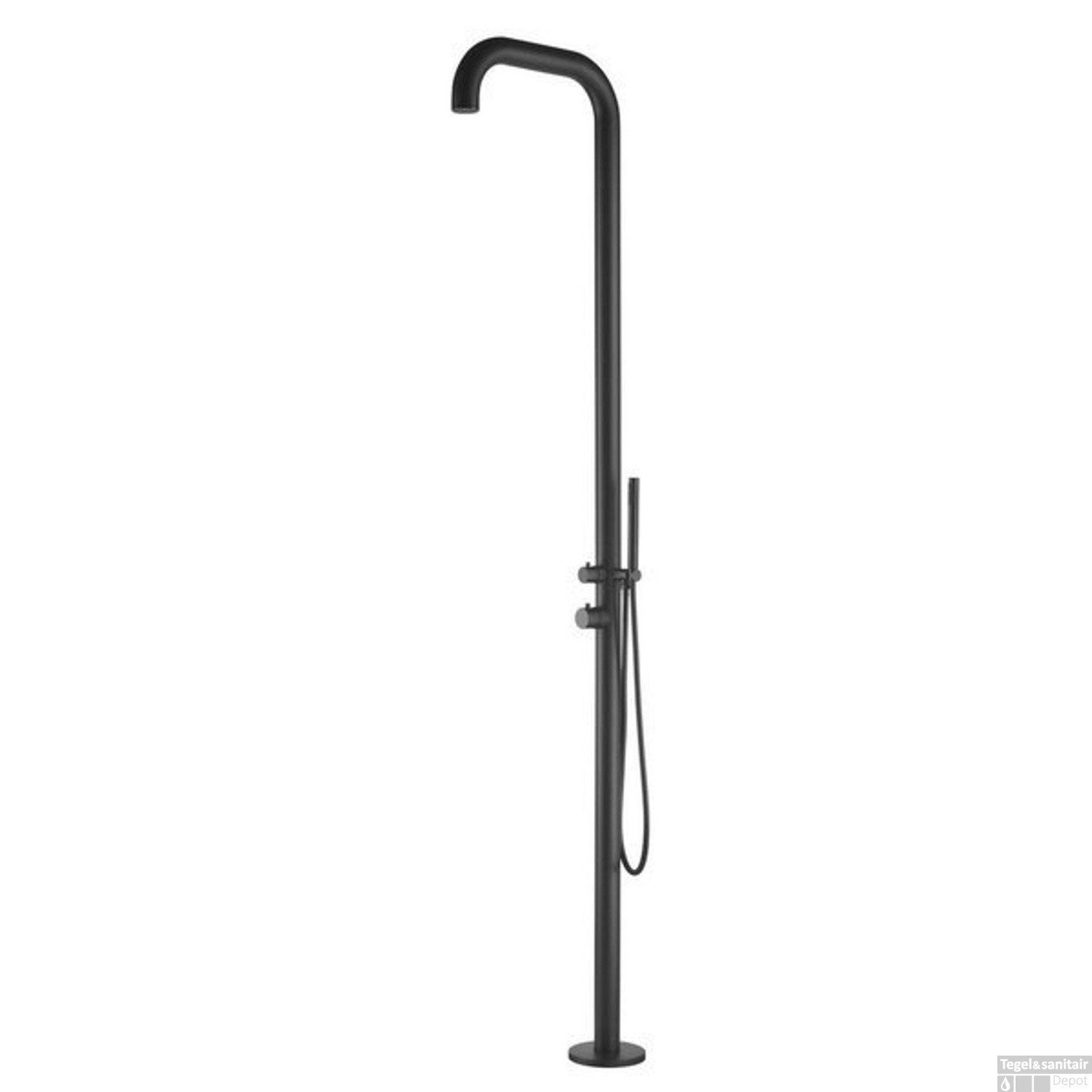 Zwarte staande RVS buitendouche mt warm water buiten douche, Ophalen of Verzenden, Nieuw