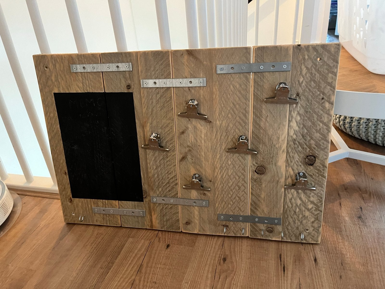 Houten memobord/sleutelrekje van gerecycled hout, Ophalen, Hout, Zo goed als nieuw, Bruin