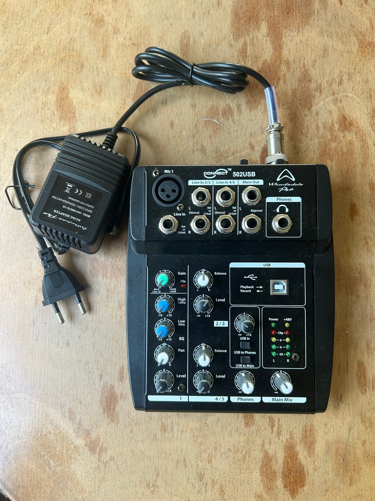 Wharfedale Pro Connect 502 USB - 5-kanaals mixer, Ophalen of Verzenden, Zo goed als nieuw, 5 tot 10 kanalen, Microfooningang
