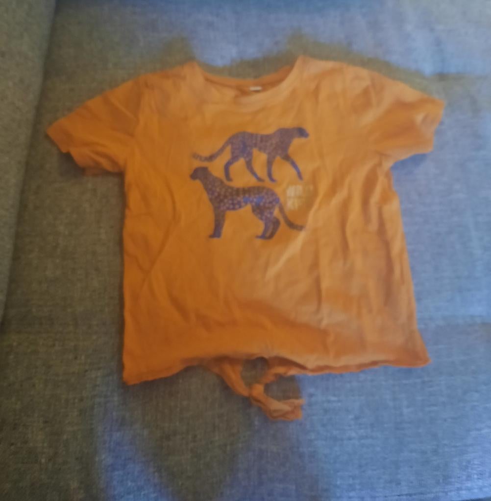 Oranje panter navel truitje met knoop maat 146, Kinderen en Baby's, Kinderkleding | Maat 152, Gebruikt, Meisje, Ophalen of Verzenden