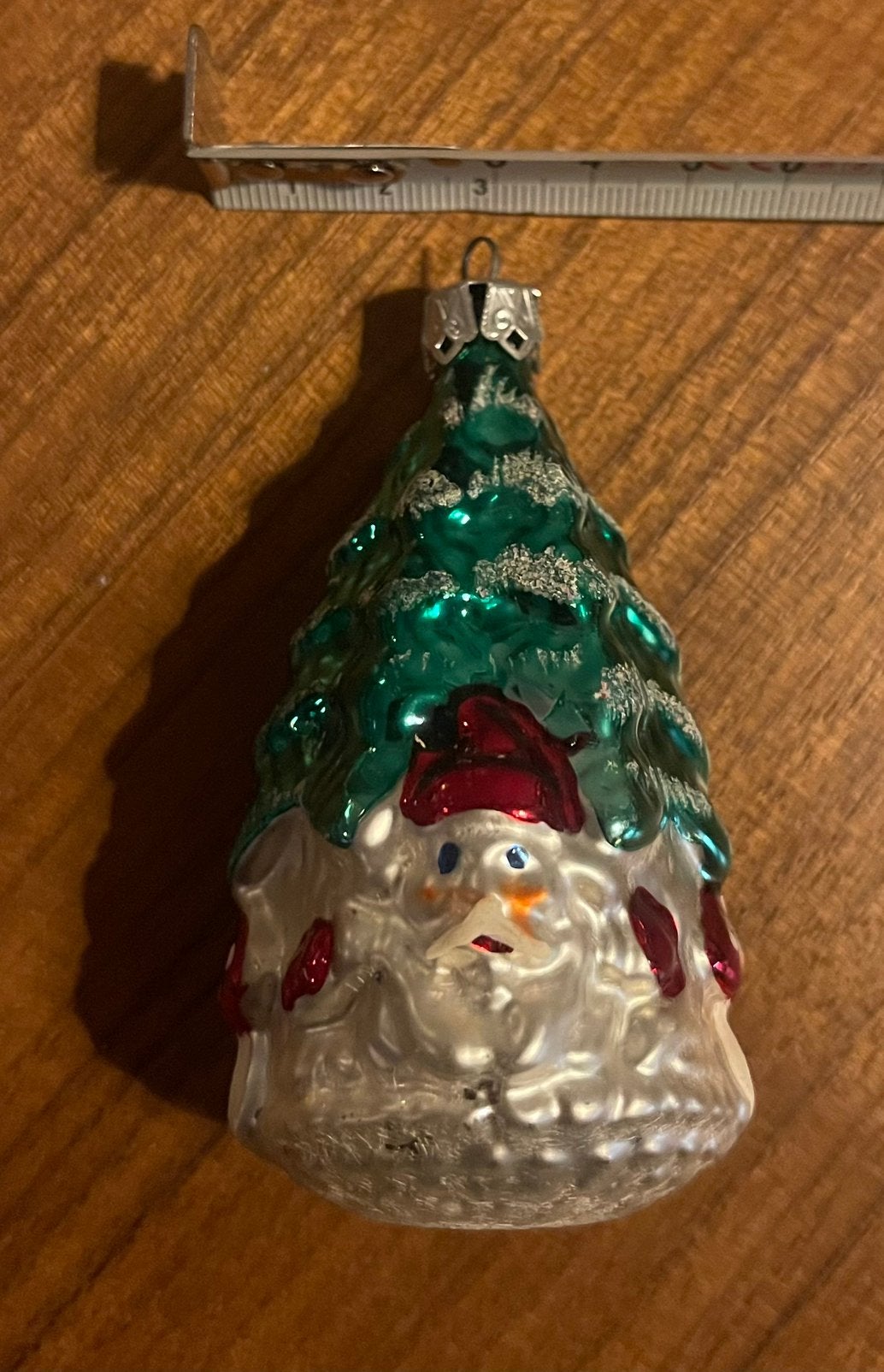 Vintage Glazen Kerstbal – Kerstman & Paddenstoelen Kwikglas, Ophalen, Gebruikt
