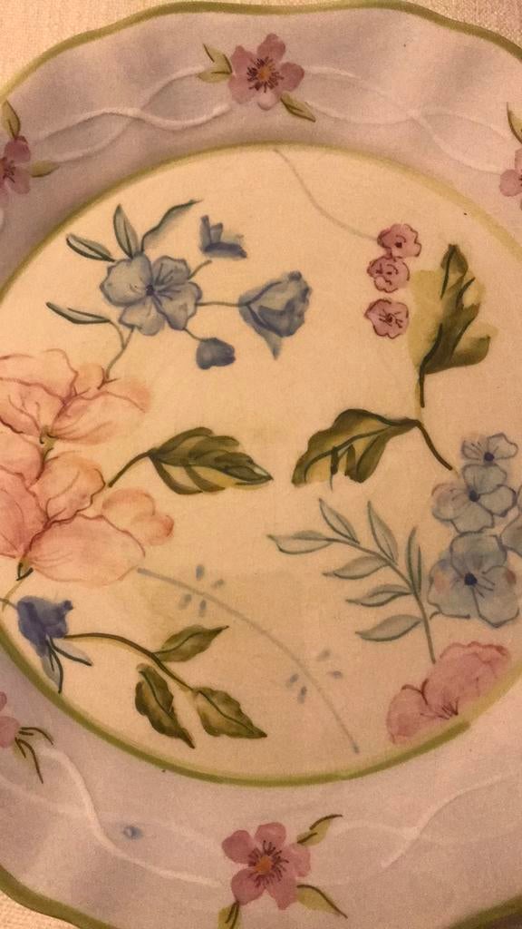Engels handbeschilderd bord met wilde bloemen, Huis en Inrichting, Keuken | Servies, Ophalen of Verzenden, Zo goed als nieuw, Bord(en)