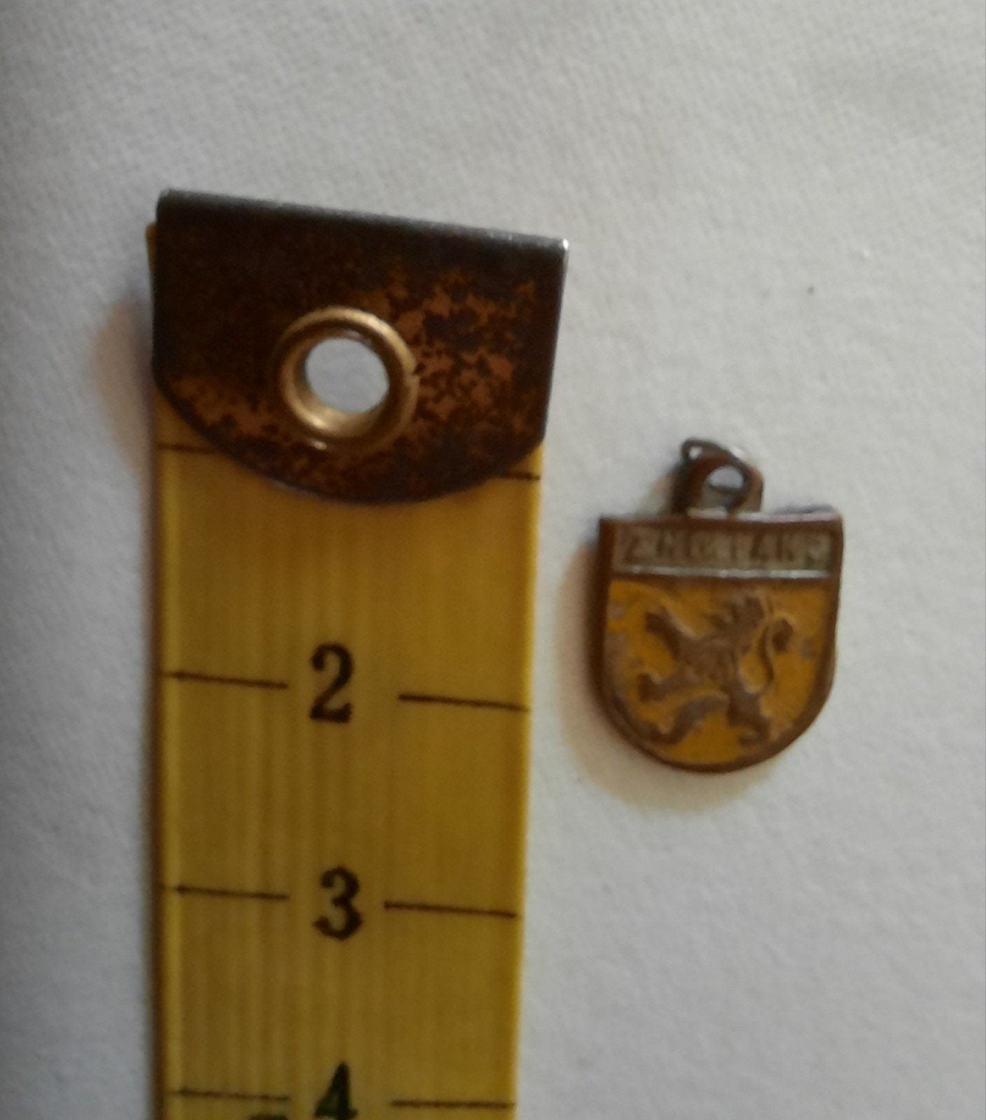 Vintage bedeltje Zuid-Holland Leeuw Wapen, Verzamelen, Speldjes, Pins en Buttons, Ophalen of Verzenden, Gebruikt, Stad of Land