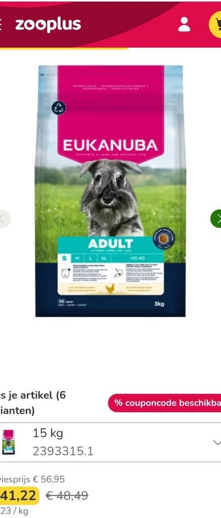 Aangebroken zak brokken Eukanuba, Ophalen, Hond