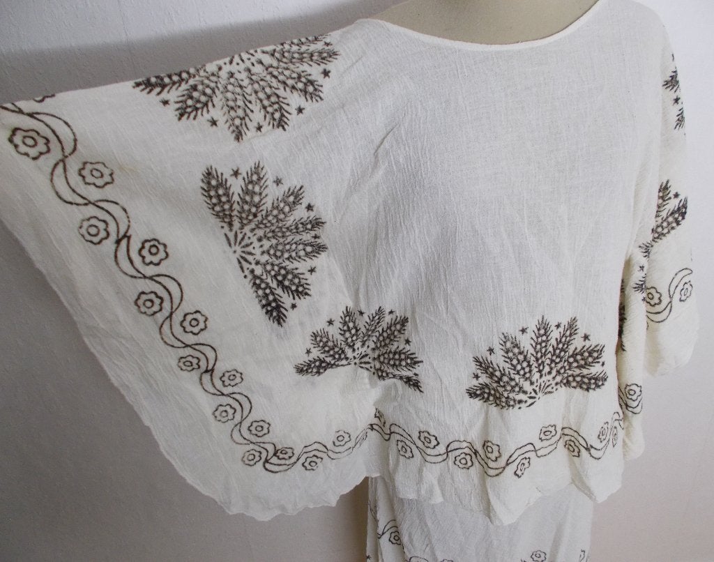 Handbedrukte mooie batik print tuniek/top! L, Verzenden, Zo goed als nieuw, Maat 42/44 (L), Beige