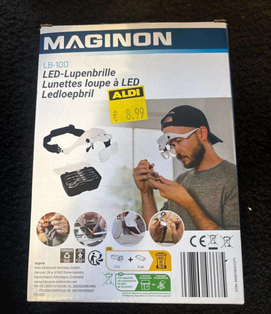 MAGINON LED-Loepbril LB-100 met verschillende lenzen, Ophalen of Verzenden, Nieuw, Vergrootglas of Loep