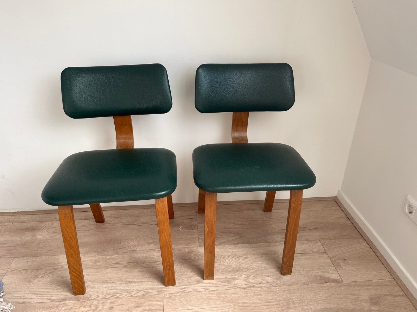 Vintage stoelen - donkergroen met teak hout, Ophalen