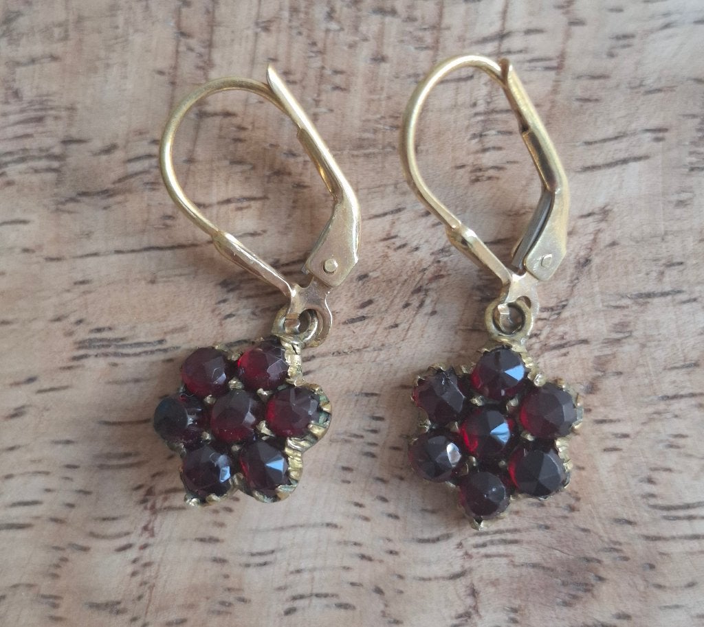 Vintage granaat oorbellen, Overige materialen, Hangers, Verzenden, Zo goed als nieuw