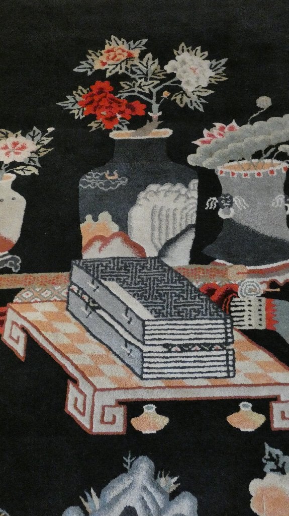vintage chinees Tibetaans Mongolie wollen Tapijt vloerkleed, Huis en Inrichting, Blauw, Nieuw, 150 tot 200 cm, Rechthoekig