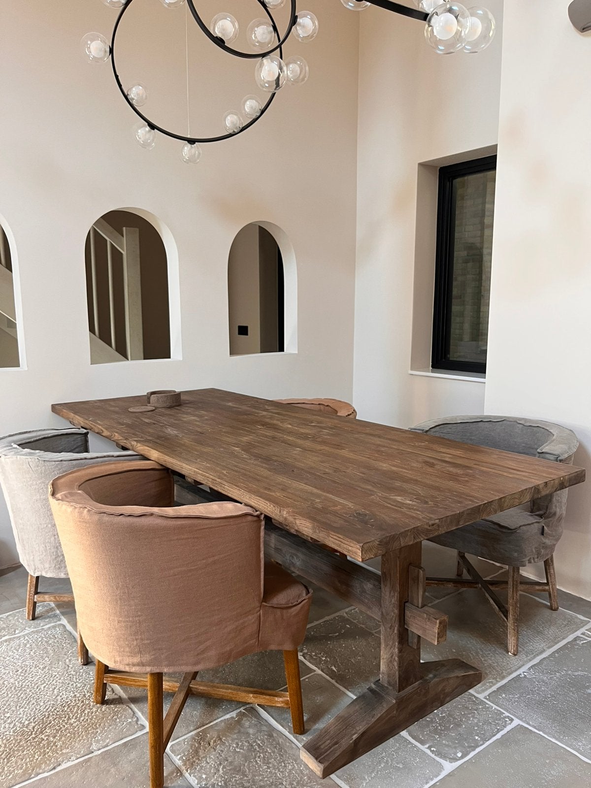 Prachtige Kloostertafel van Aura peeperkorn | 220x100cm, Huis en Inrichting, Tafels | Eettafels, Ophalen, Teakhout, 200 cm of meer