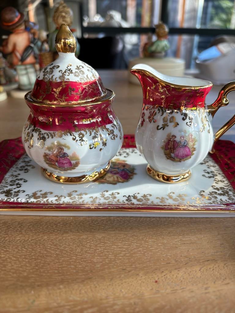 Bavaria Vintage porseleinen koffie/theeservies met 24K goud, Antiek en Kunst, Ophalen of Verzenden