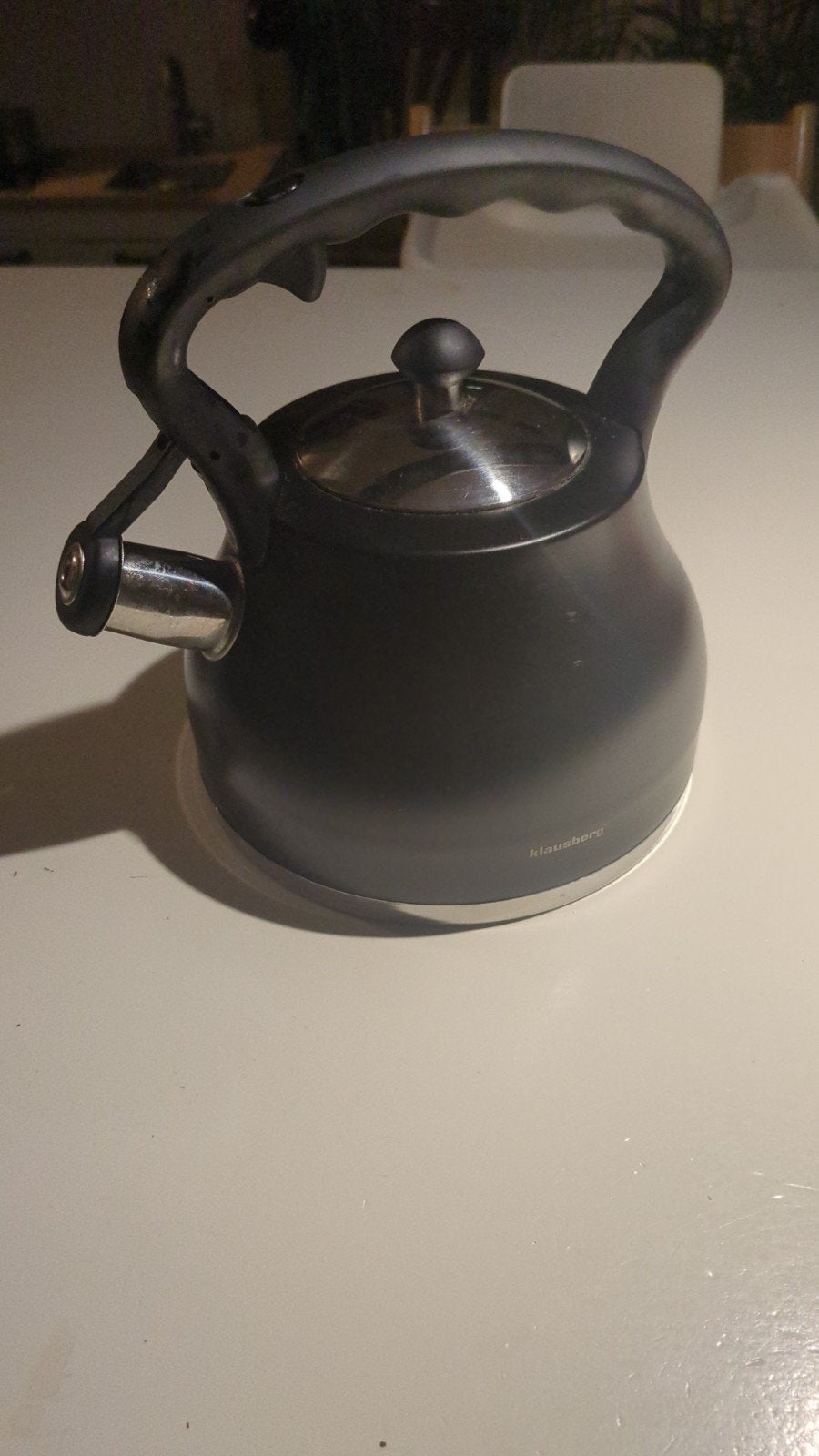 Klausberg fluitketel - Zwart, RVS, 1 tot 2 liter, Ophalen of Verzenden, Gebruikt, Rvs