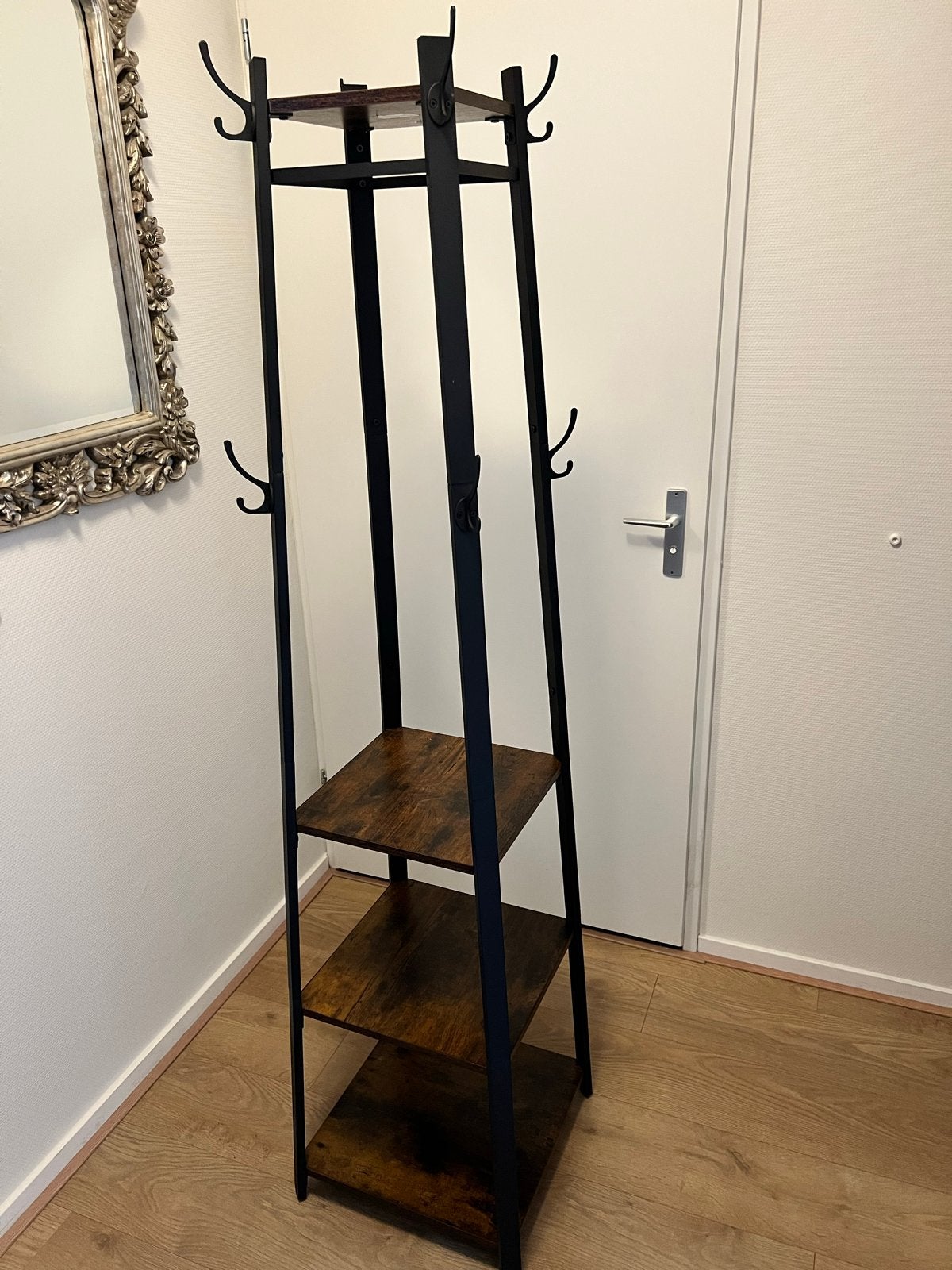 Staande kapstok met planken - Zwart metaal en hout, Ophalen, Zo goed als nieuw, Metaal, Staande kapstok