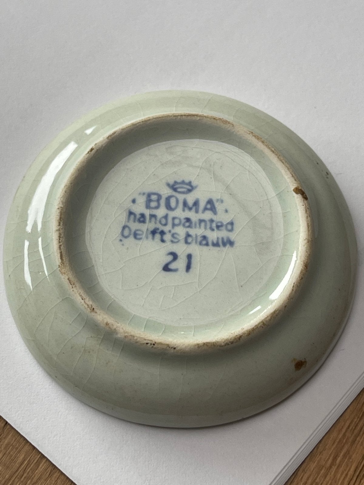 Boma Handgeschilderd Delfts Blauw Mini Schoteltje Molen, Ophalen of Verzenden