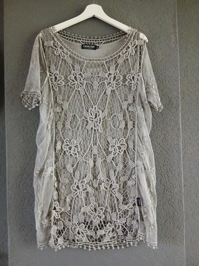 Cappuccino gevoerde tuniek maat 40 grijs, Kleding | Dames, Verzenden