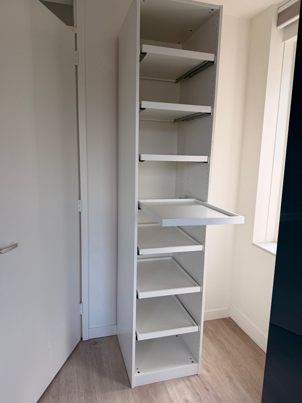 Komplement uittrekbare plank wit 50x58 zo goed als nieuw 7x, Ophalen, Met plank(en), 50 tot 100 cm, Zo goed als nieuw