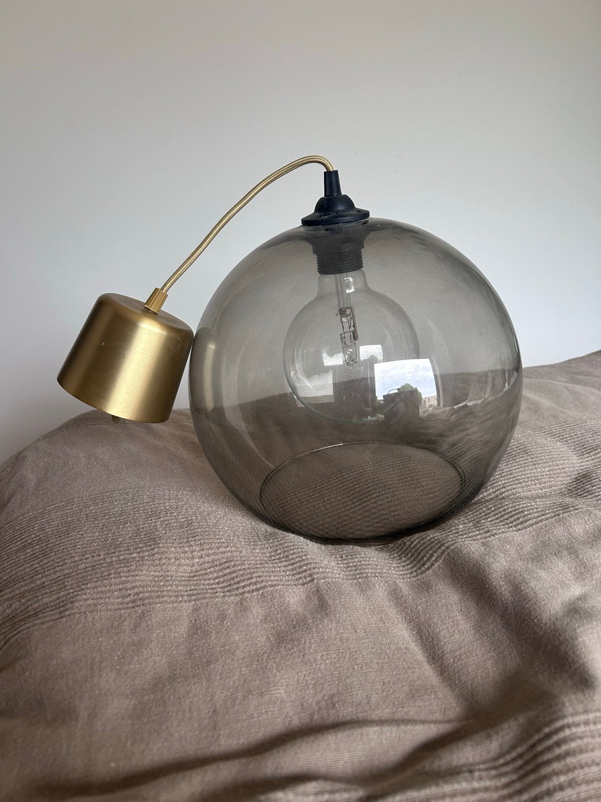 IKEA Hanglamp met rookglas en pendel, Ophalen, Gebruikt, Glas