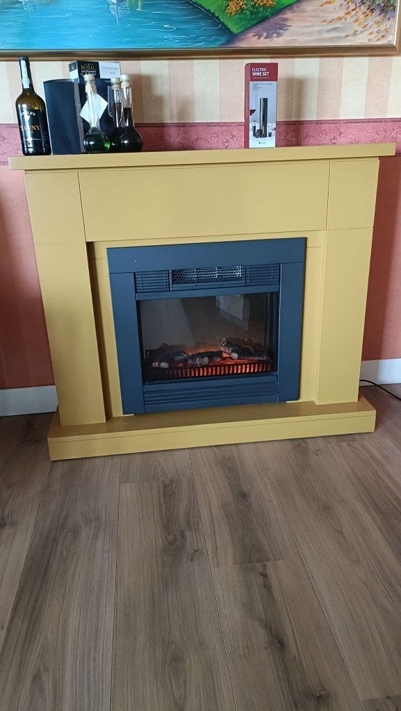 Elektrische haard met ombouw - Gezellige sfeer, Ophalen, Gebruikt, Vrijstaande haard, Elektrische haard