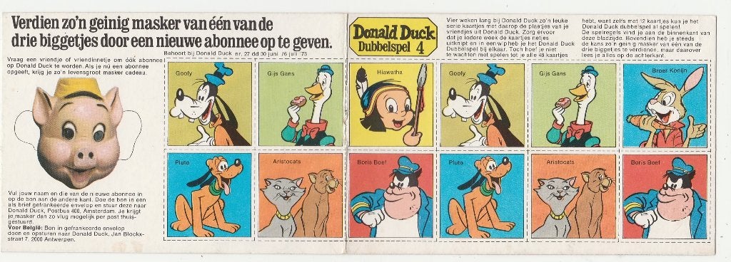 Disney.   Donald Duck Dubbelspel No. 4.  Reclame., Verzenden, 1960 tot 1980, Ongelopen, Overige thema's