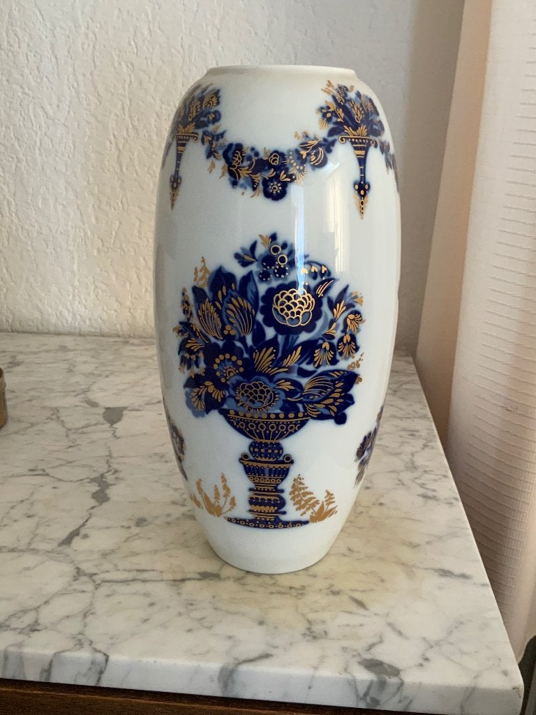 Vaas, Ophalen, Blauw, Aardewerk of Porselein, Zo goed als nieuw