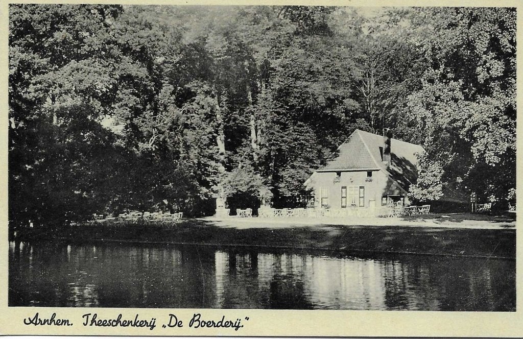Arnhem- -Theeschenkerij De Boerderij., Ophalen of Verzenden, 1940 tot 1960, Ongelopen, Gelderland